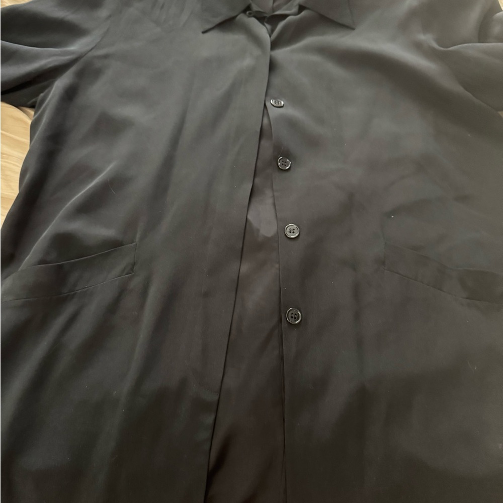 Diane Von Furstenberg silk minimalistic black boxy kimono beach to cocktail